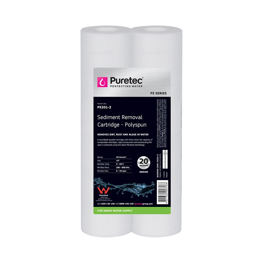 Puretec Sediment Filter Cartridges Puretec PX Series Polyspun Sediment Cartridge Twinpacks 6 Puretec Sediment Filter Cartridges Puretec PX Series Polyspun Sediment Cartridge Twinpacks
